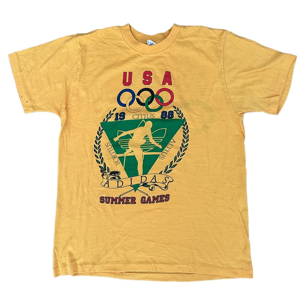 Vintage Adidas Yellow USA 1988 Summer Games Tee